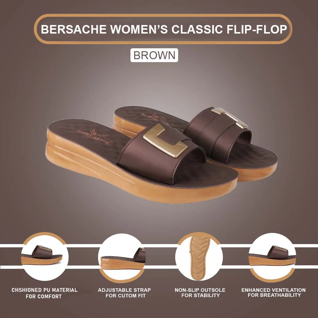 Slippers Tagalog Bersache Extra Soft Classic Casual with  Regular wear with Ultra Soft & Flexibility Technology Flip Flop For Women's/Girl's-(6154-Brown)