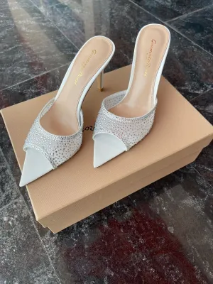 Gianvito Rossi High Heel Crystal Slippers Court Legacy Canvas Casual Shoes