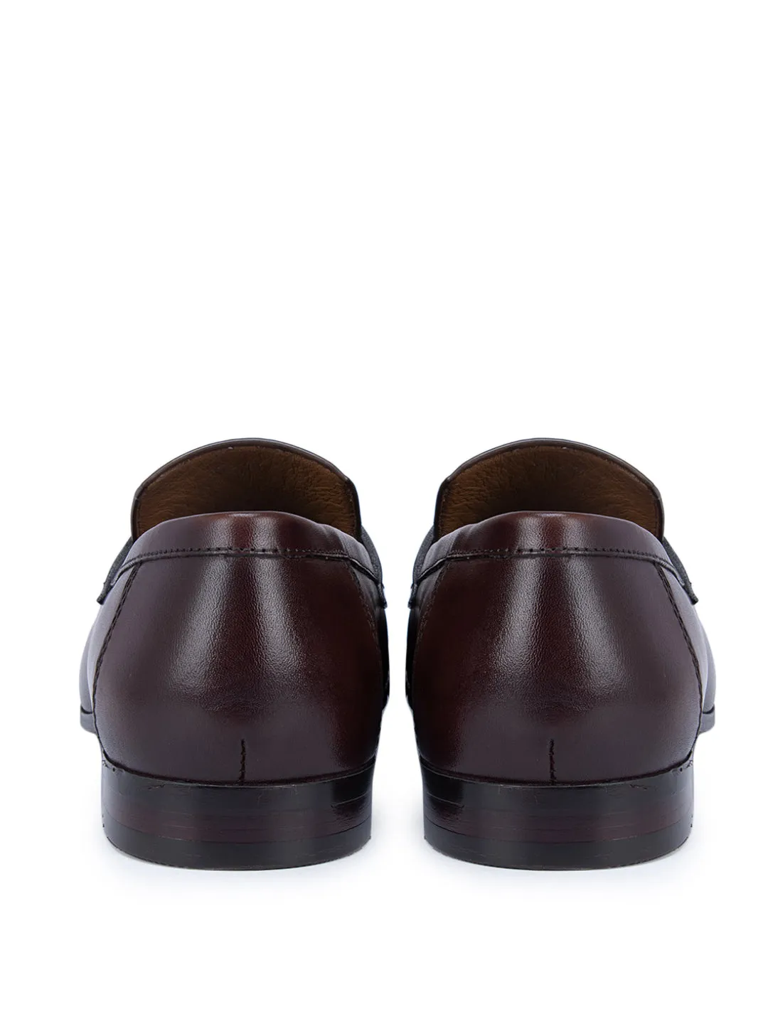 Wingtip Loafers Coffee Textured Loafers With Logo Strap