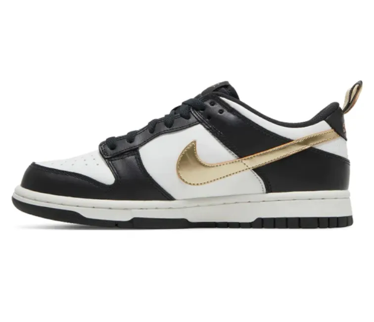 GS Nike Dunk Low (Black/White-Gold) Best Asics Racing Shoes