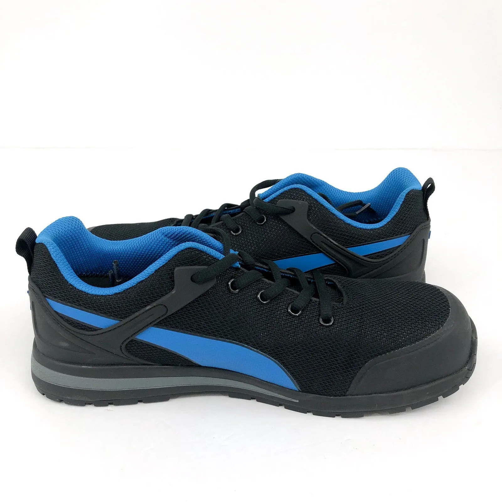 Asics Wrestling Shoes Cael V4 0 PUMA SAFETY Mens Levity Knit Low Work Shoes 10.5 Black Blue Comp Toe SR EH NIB