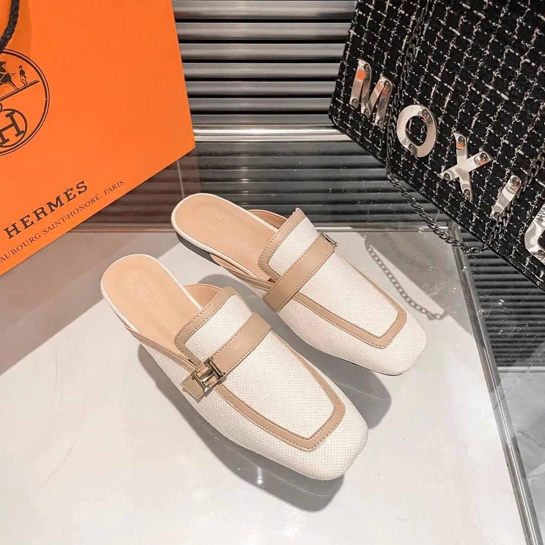 H Goatskin Leather Loafer Shoes For Women Light Brown Loafers