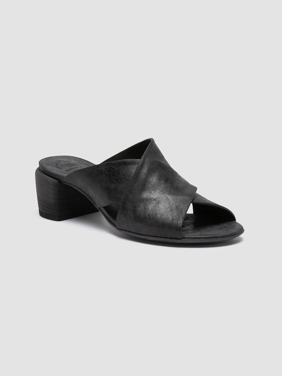 Tire Sandals HADRY 007 - Black Leather Slide Sandals