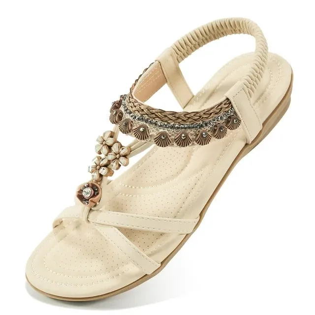 Flat Shoes Dressy HARENC Womens Flat Sandals Comfortable Summer Casual Bohemian Beach Sandals Shoes