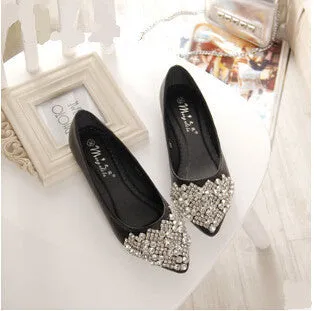 Fashion Flats Shoes Women Ballet Princess Shoes For Casual Crystal Boat Shoes Rhinestone Women Flats PLUS Size Best Casual Shoes For Cold Weather