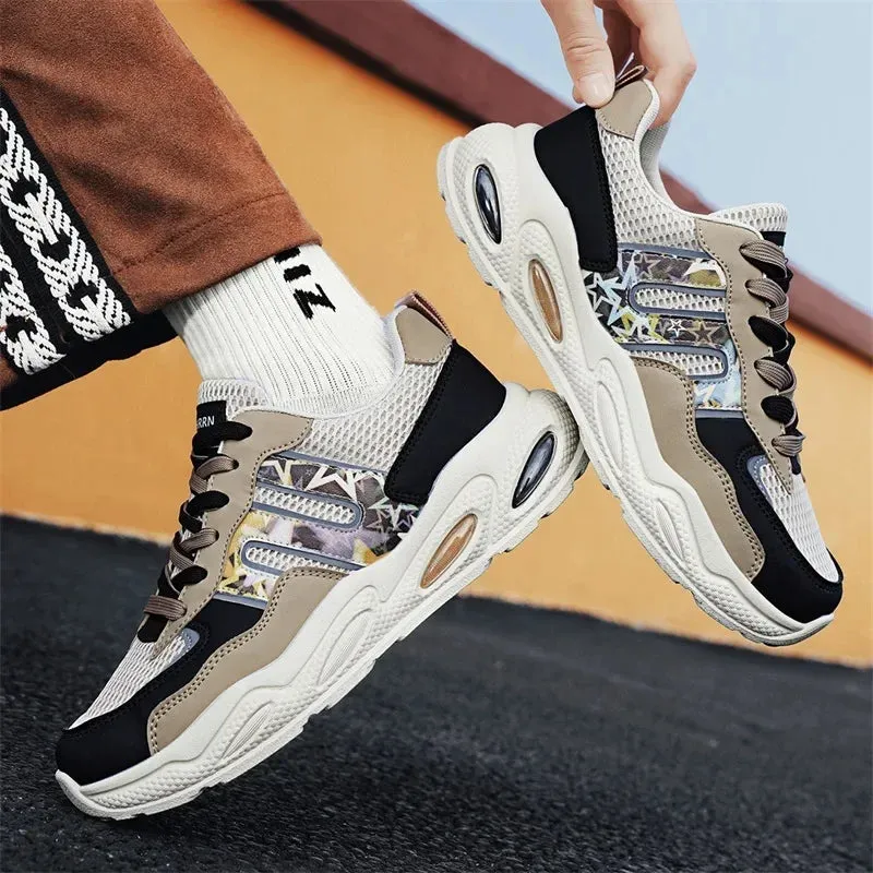 Hot Sale Men's Casual Sneaker Autumn Mixed Color Mesh Outdoor Shoes for Mens Trendy Mans Tennis Sports Lightweight Male Sneakers Old Money Casual Shoes