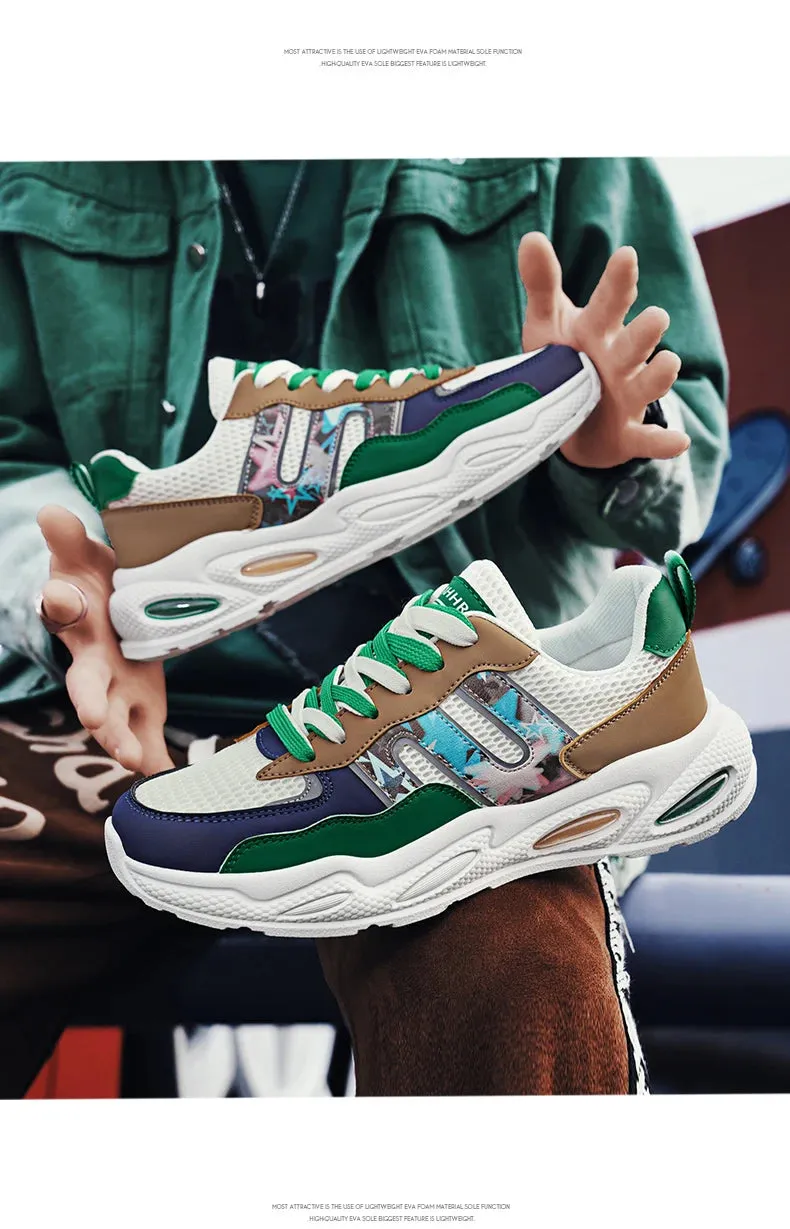 Hot Sale Men's Casual Sneaker Autumn Mixed Color Mesh Outdoor Shoes for Mens Trendy Mans Tennis Sports Lightweight Male Sneakers Casual Bowling Shoes