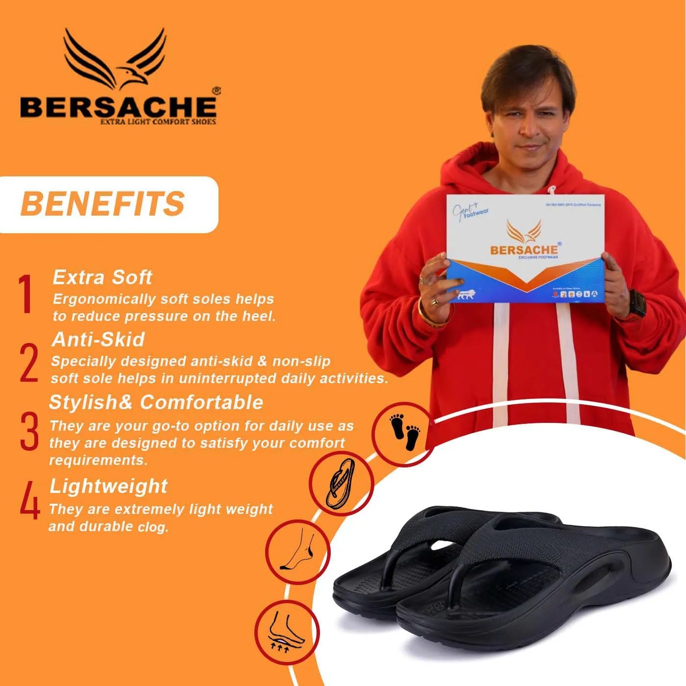 Made In England Leather & Suede Applique Slides Bersache Extra Soft Classic Casual with  Regular wear with Ultra Soft & Flexibility Technology Clogs for Men's & Boy's 6061-Black