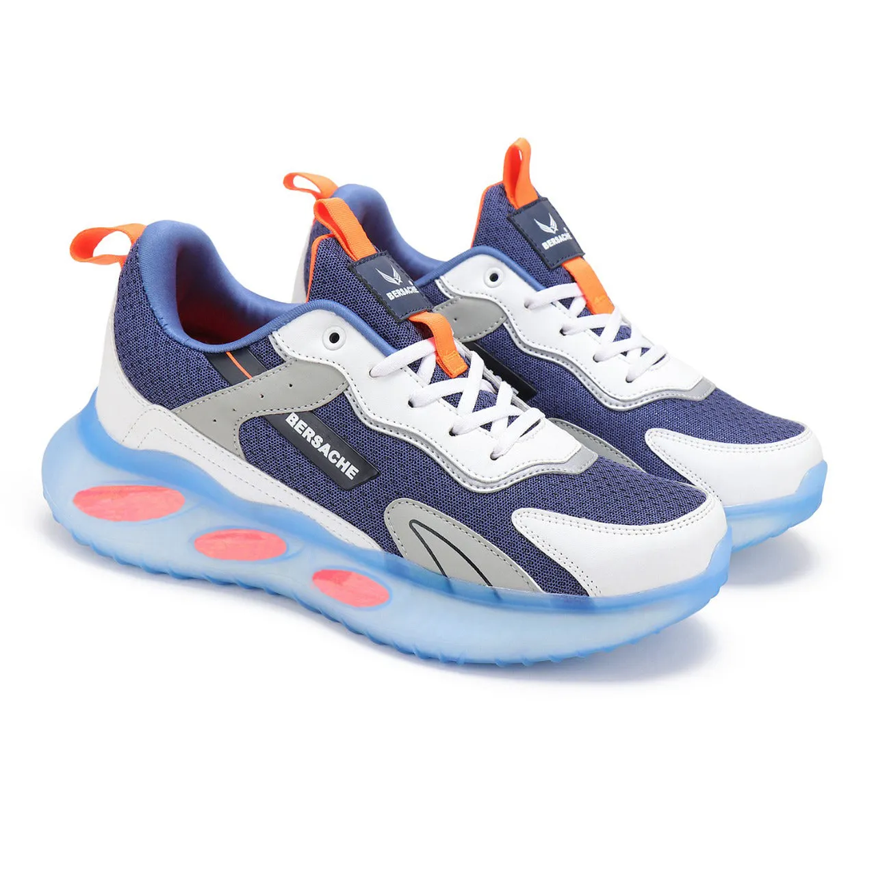 Bersache Lightweight Sports Running Shoes For Men Blue-9052 Champagne Slippers