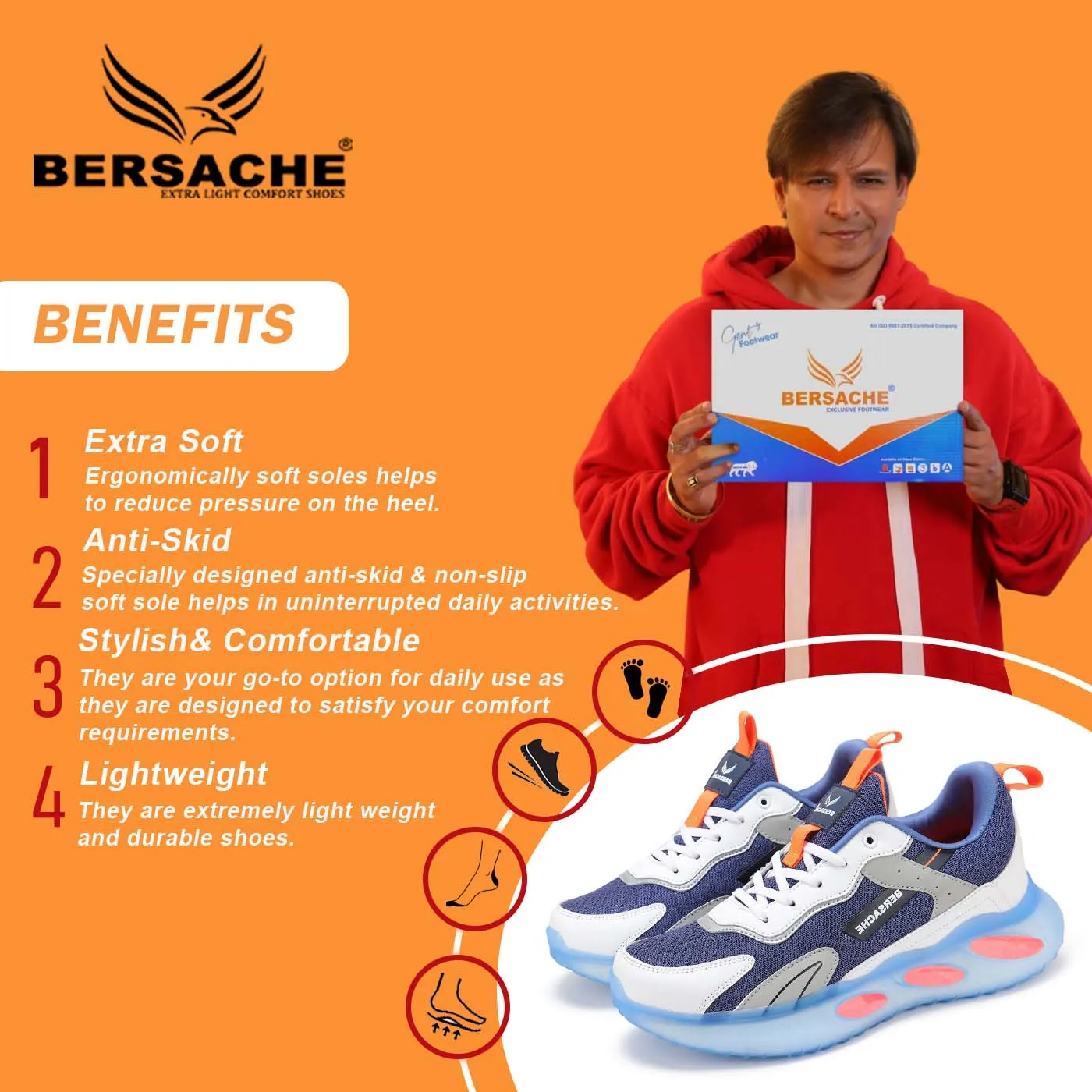 Pretty Slides Bersache Lightweight Sports Running Shoes For Men Blue-9052