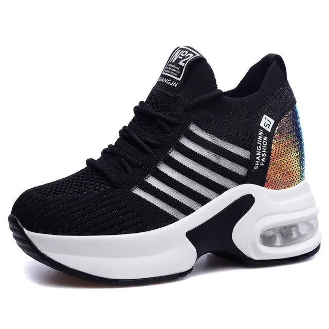 Women's White Lace-Up Fashion Sport Shoes Asics Hiking Sneakers