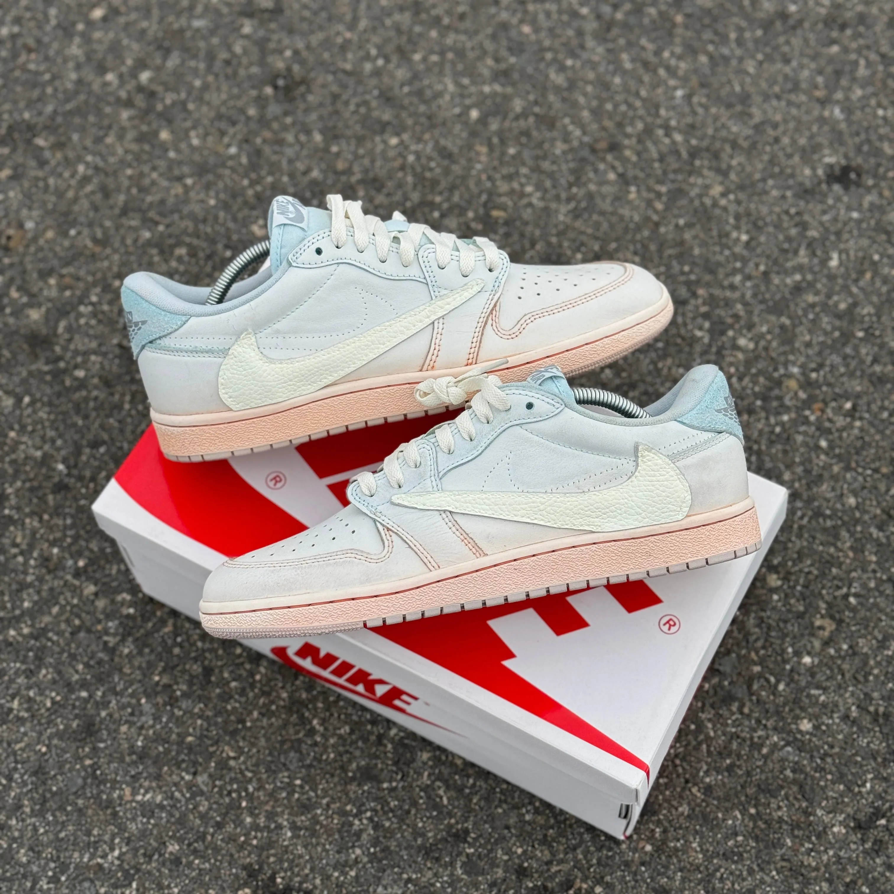 Jordan Retro 1 Low Travis Scott Reverse Swoosh Custom Dip Dye Asics X Wide Shoes