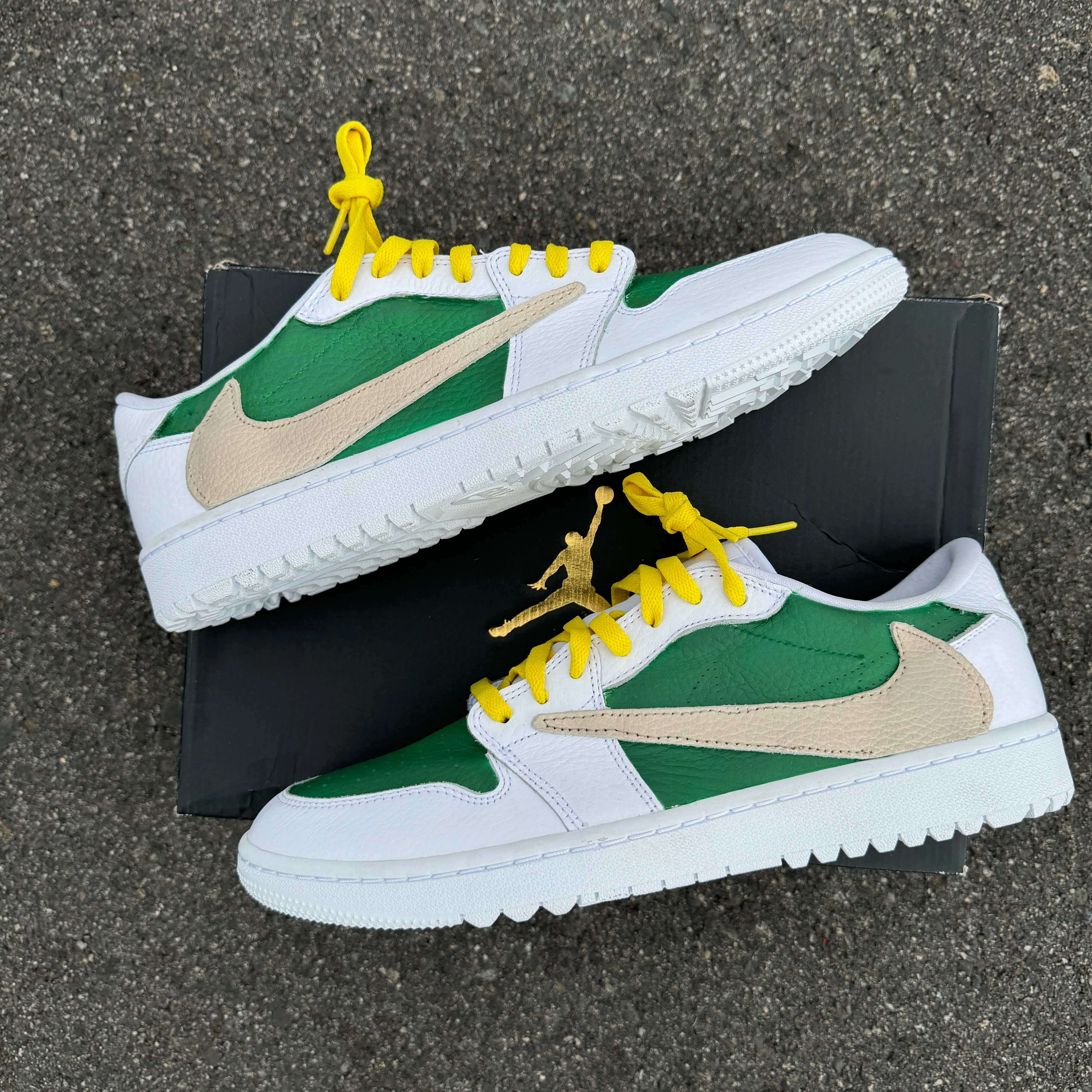 Jordan Retro 1 Low Travis Scott Reverse Swoosh Custom Masters Theme Golf Shoes Asics Gel-venture 9 Mt Trail Running Shoe