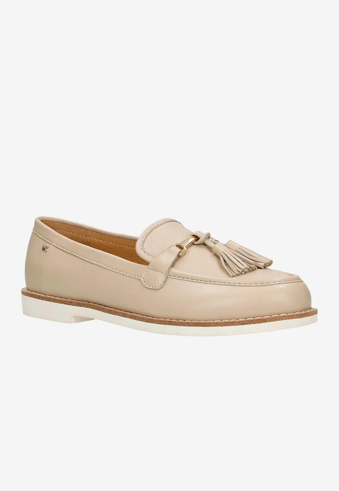 Oxford Shoes Near Me Wojas Beige Leather Loafers with Decorative Fringes | 4627154