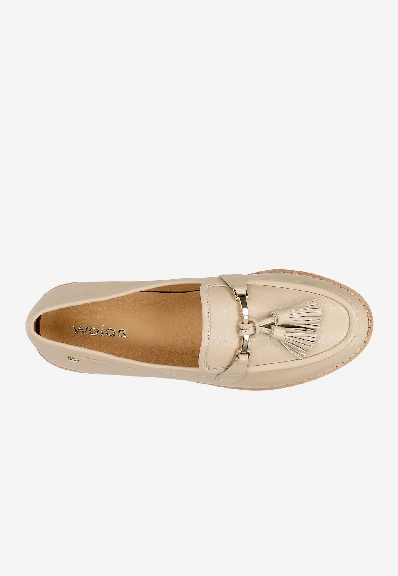Oxford Shoes Vs Brogues Wojas Beige Leather Loafers with Decorative Fringes | 4627154
