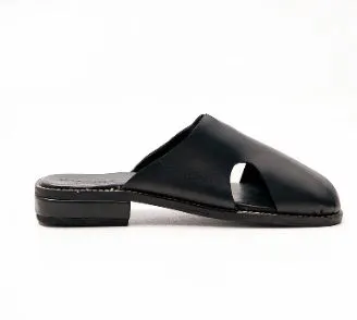 Bloke Black Migrant Mule Slippers with cut-outs Slides Modesto