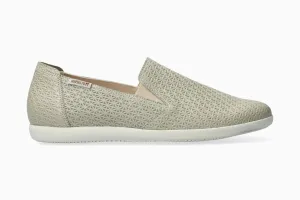 White Leather Slip On Keds Korie - Light Khaki