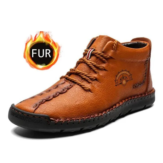 Leather Casual Shoes Men Handmade Vintage Flats Lace-up Hot Sale Moccasins Shoes Casual Work