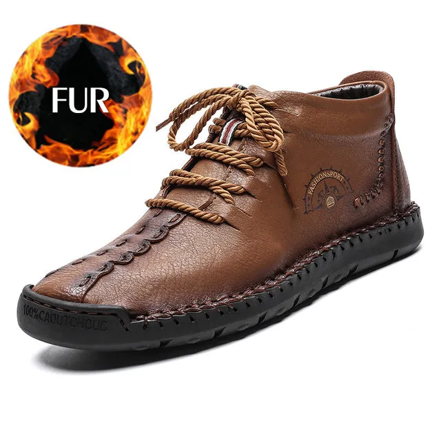 Casual Shoes White Dress Leather Casual Shoes Men Handmade Vintage Flats Lace-up Hot Sale Moccasins