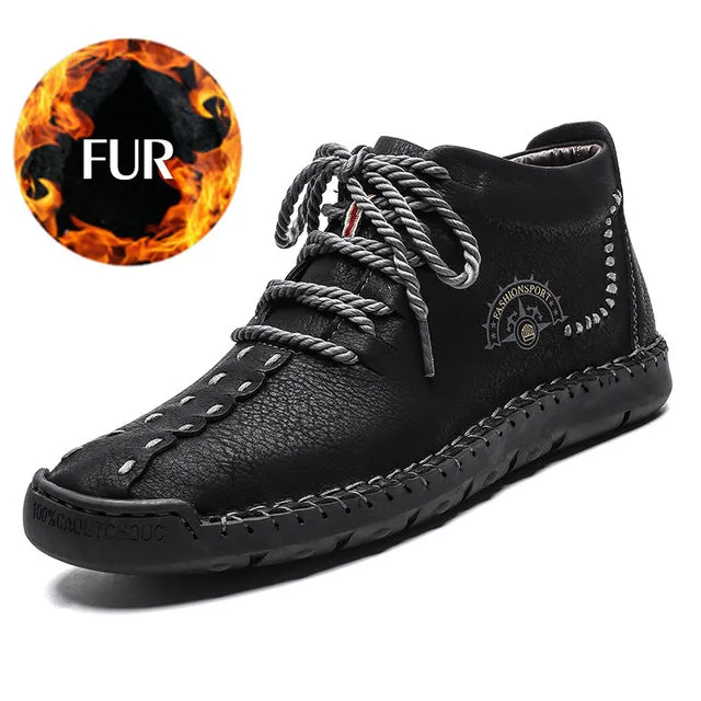 Leather Casual Shoes Men Handmade Vintage Flats Lace-up Hot Sale Moccasins Steel Toe Casual Work Shoe Rp5700