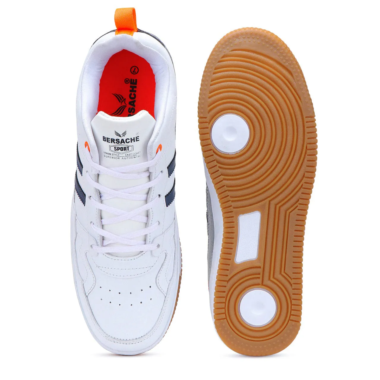 Zena Slippers Bersache Lightweight Sports Running Shoes For Men White-9057