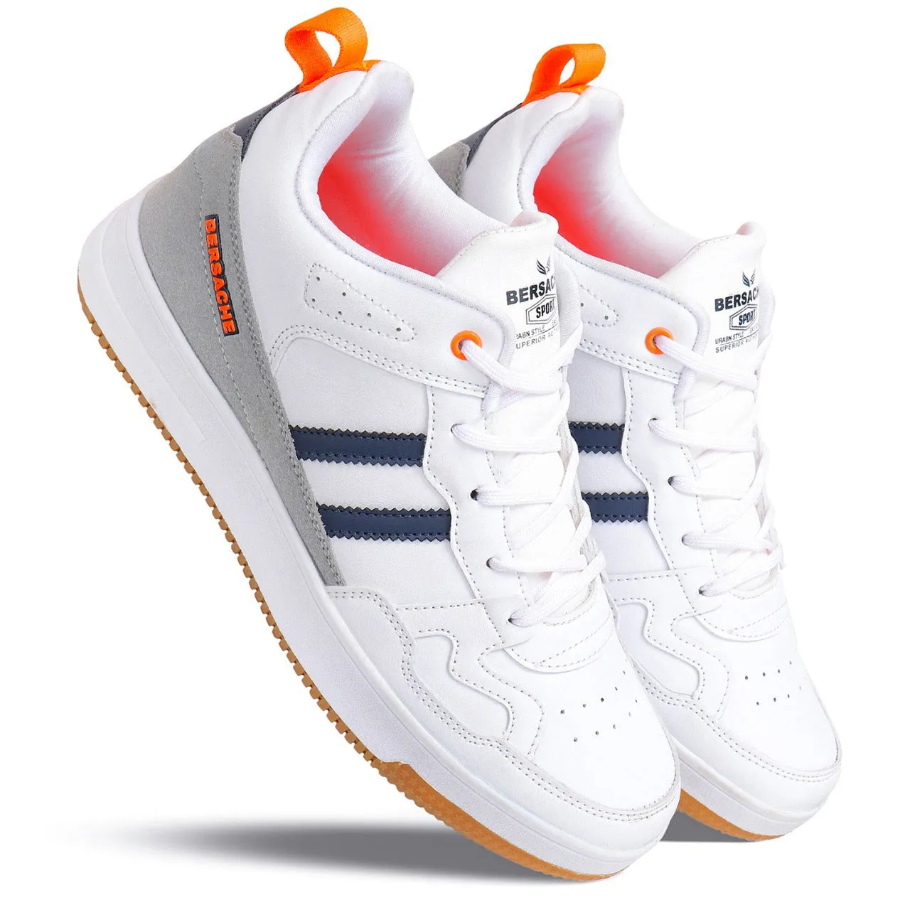 Bersache Lightweight Sports Running Shoes For Men White-9057 Straw Slides