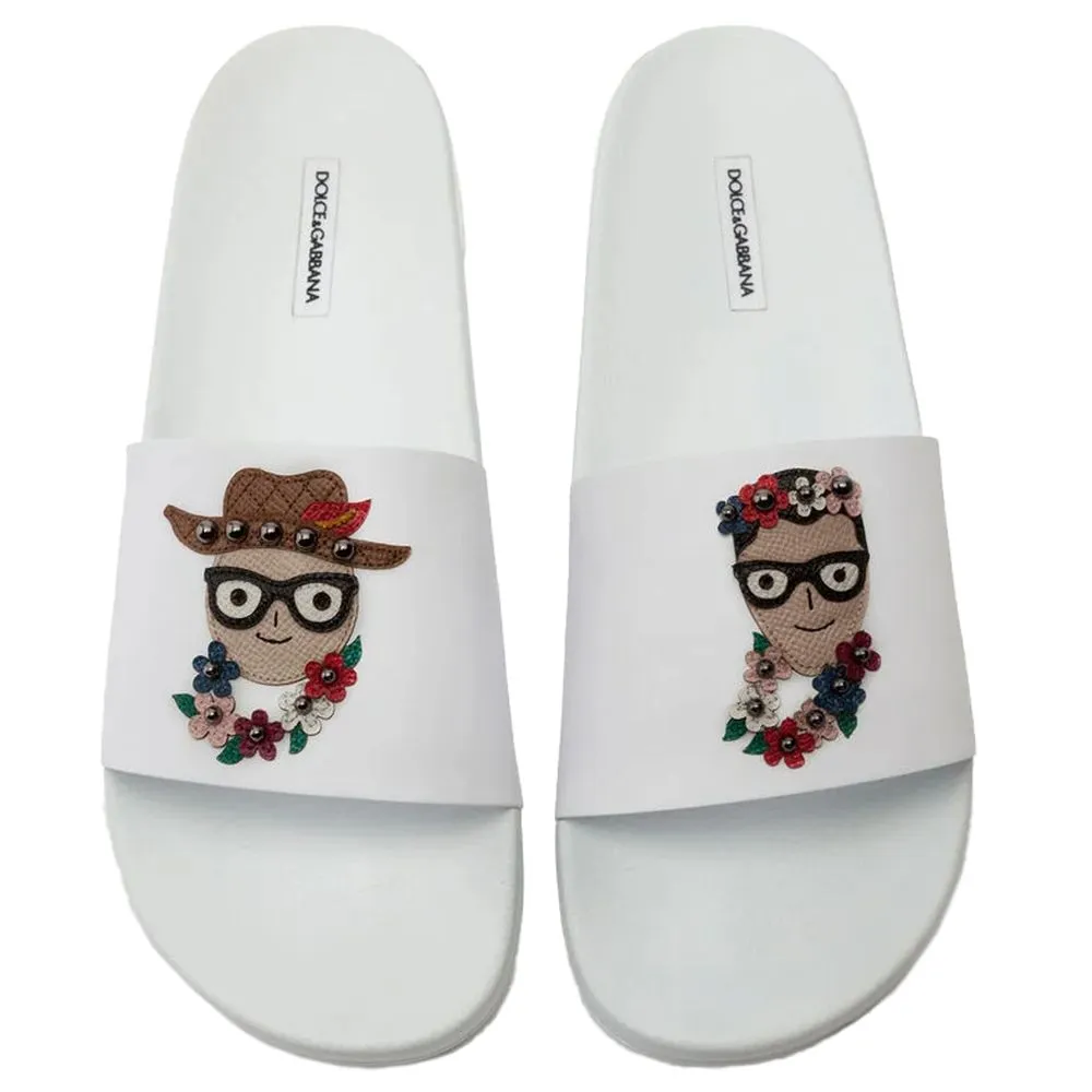Dolce & Gabbana Elegant White Calfskin Rubber Slippers Sandals Near Me