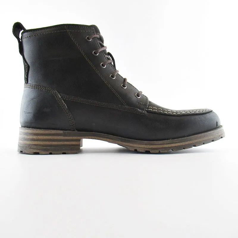 Lucky Brand Mens Black Garrison Leather Rugged Lace-up Rubber Sole Moc Toe Boot Casual Shoes For Blazer