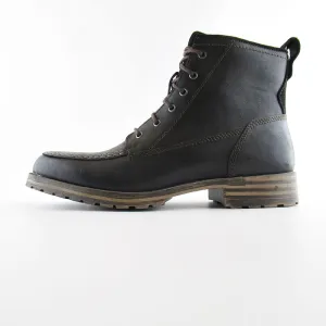 Lucky Brand Mens Black Garrison Leather Rugged Lace-up Rubber Sole Moc Toe Boot Ecco Casual Hybrid Golf Shoes