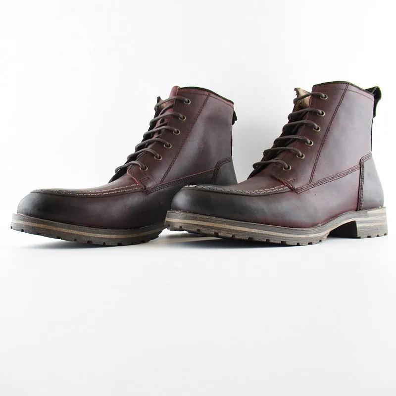 Darwin Casual Shoes Lucky Brand Mens Brown Garrison Leather Rugged Lace-up Rubber Sole Moc Toe Boot