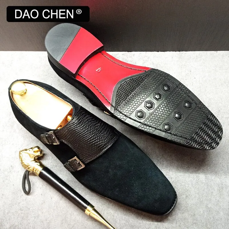 Repetto Loafers LUXURY BRAND MEN LOAFERS SHOES DOUBLE MONK SHOES LEATHER FASHION CASUAL MEN DRESS SHOES BLACK BROWN OFFICE WEDDING SHOES FOR MEN