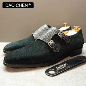 Loui Loafers LUXURY BRAND MEN LOAFERS SHOES DOUBLE MONK SHOES LEATHER FASHION CASUAL MEN DRESS SHOES BLACK BROWN OFFICE WEDDING SHOES FOR MEN