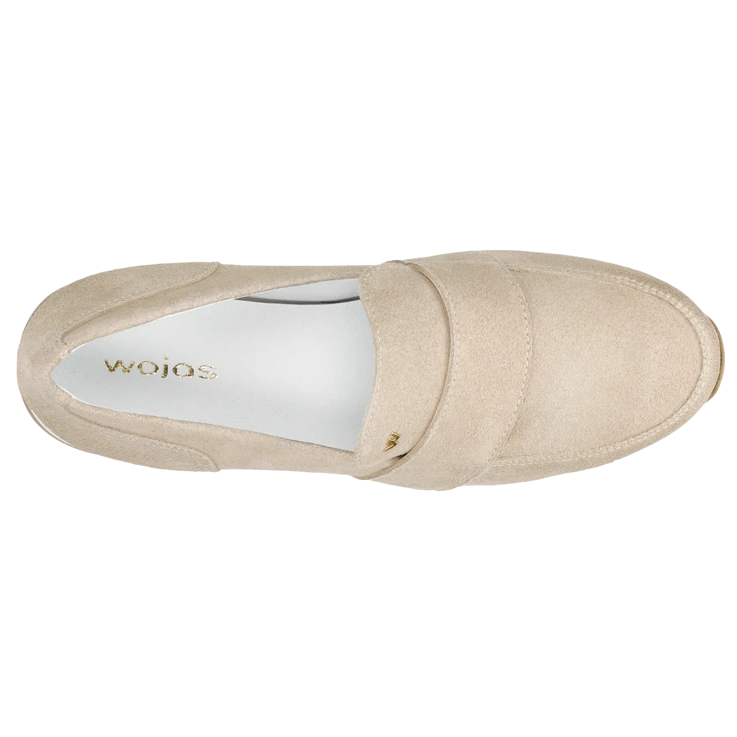 Wojas Beige Leather Loafers with Golden Logo | 4613564 Oxford Shoes Comfortable
