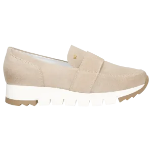 The Row Oxfords Wojas Beige Leather Loafers with Golden Logo | 4613564