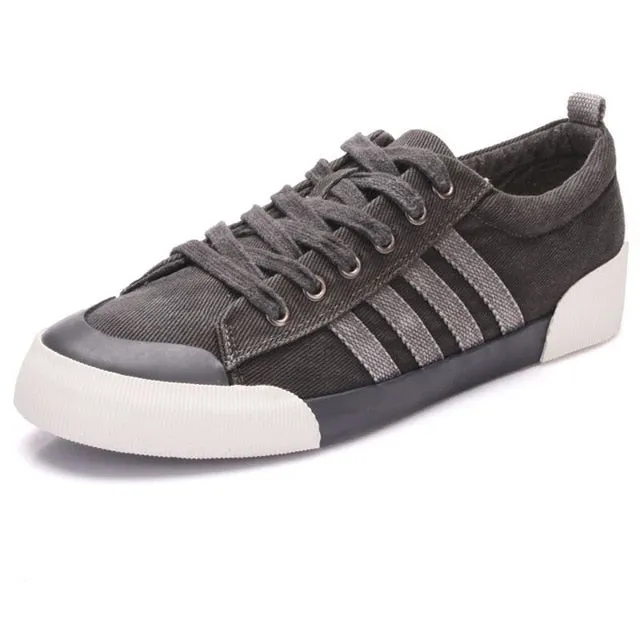Men Canvas Shoes Silver Sneakers Kaiser
