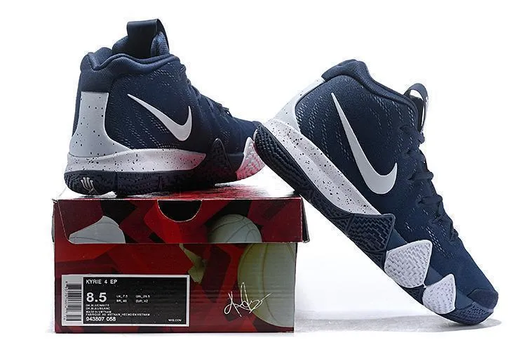 Asics Shoes Outlet Stores Nike Kyrie 4 Navy White Men Basketball Shoes Sale Size US 7-12