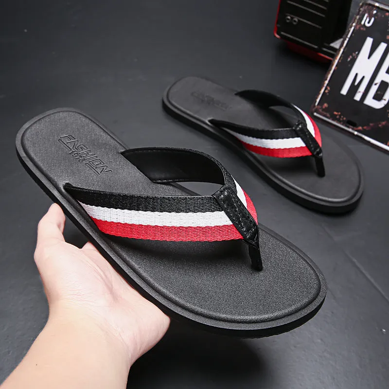 Men Beach Shoes Non-Slip Men Beach Slippers Harris Tweed Mule Slippers