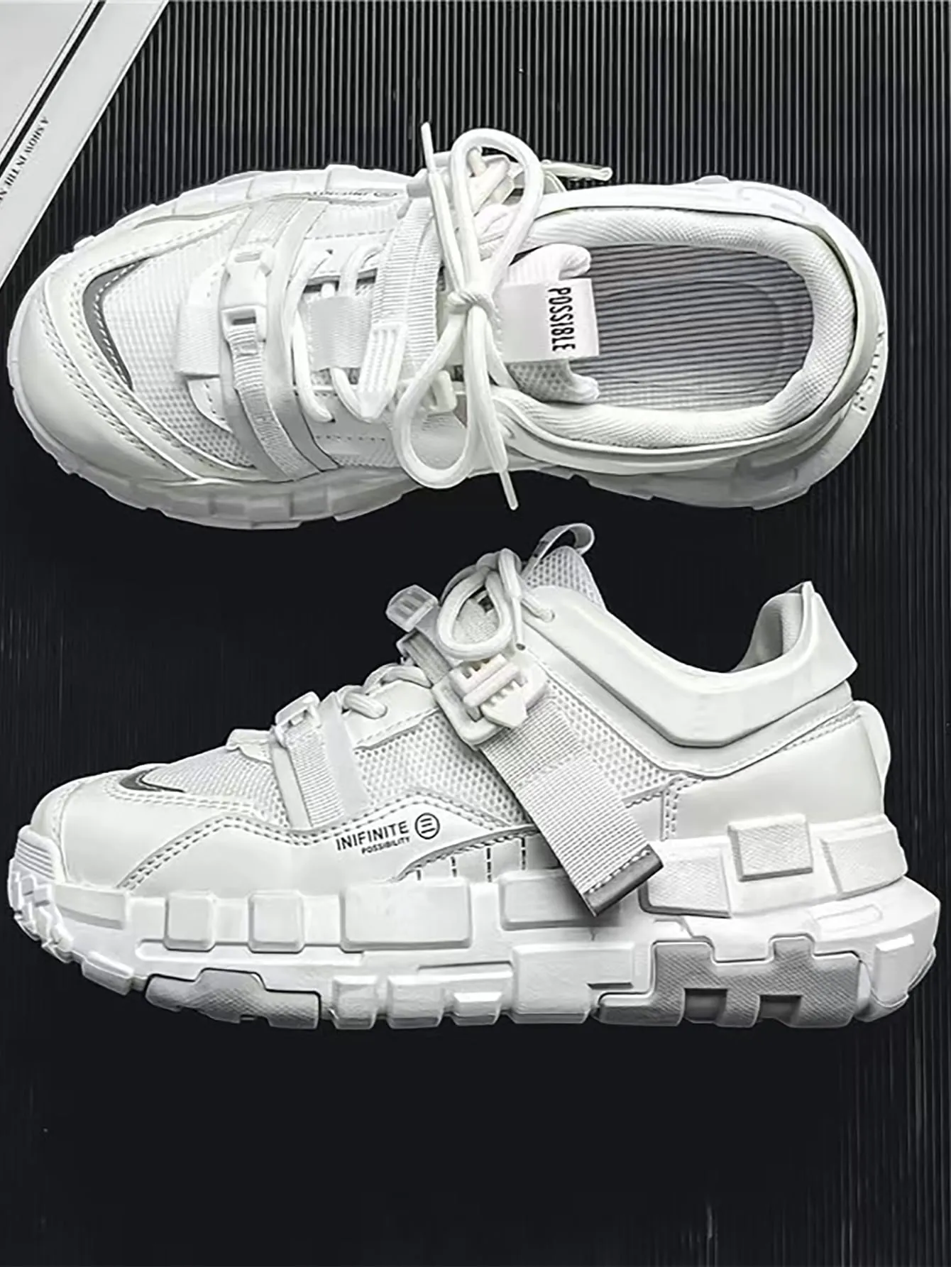 Men Letter Detail Chunky Sneakers, Lace-up Front Sneakers Sneakers Redford