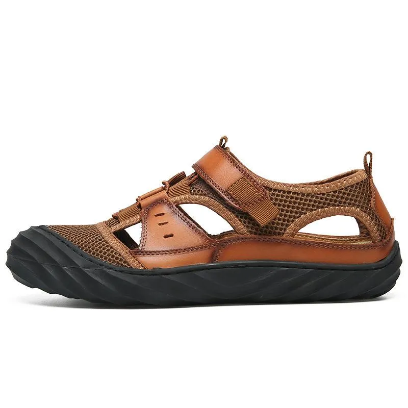 Men Sandals Genuine Leather Handmade Beach Shoes Ta Portal Sandals
