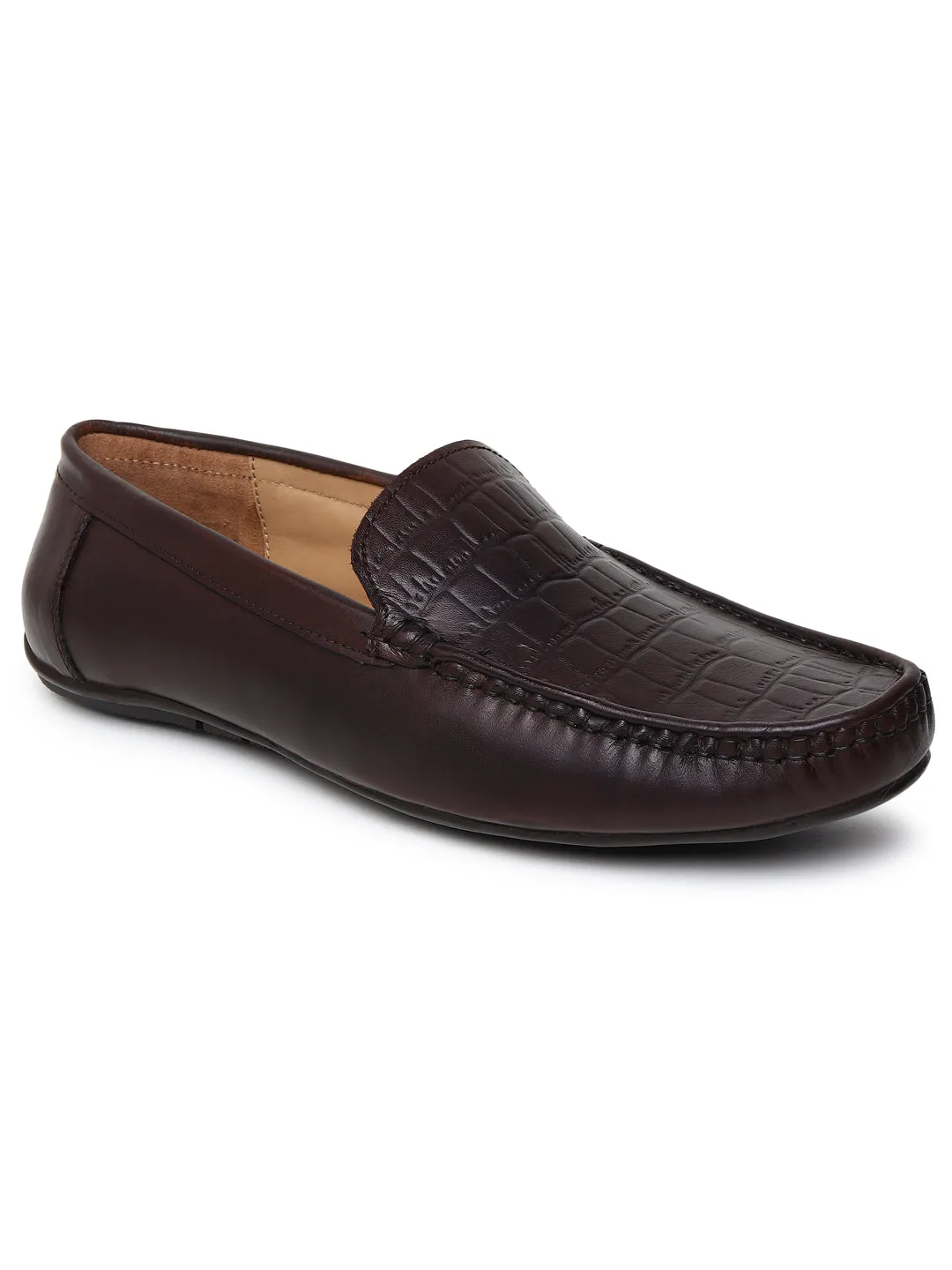Originals Tokyo Casual Men Texture Genuine Leather Brown Loafers