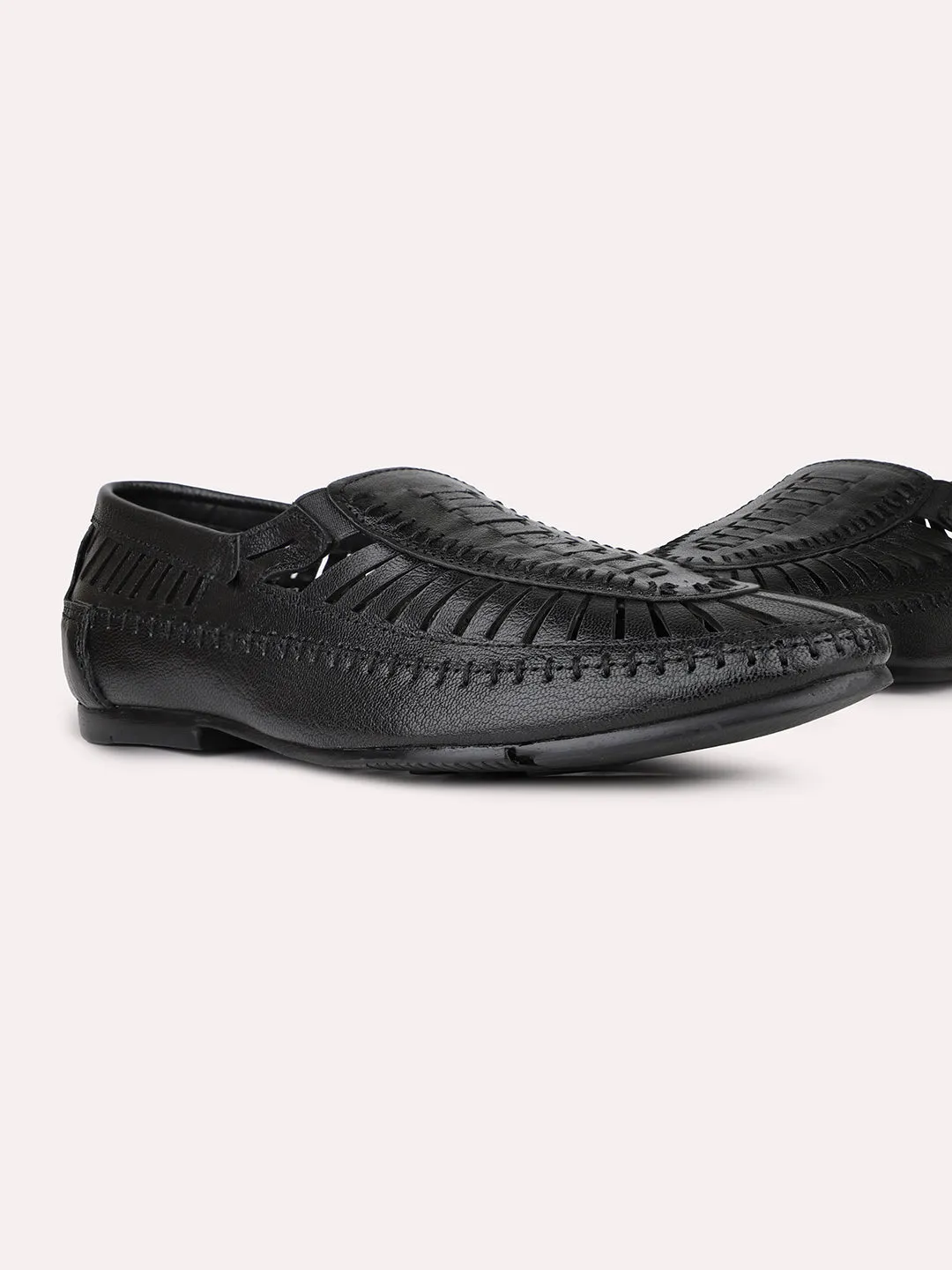 Sandals Royal Resort Mens Black Solid Pointed Toe Casual Sandals