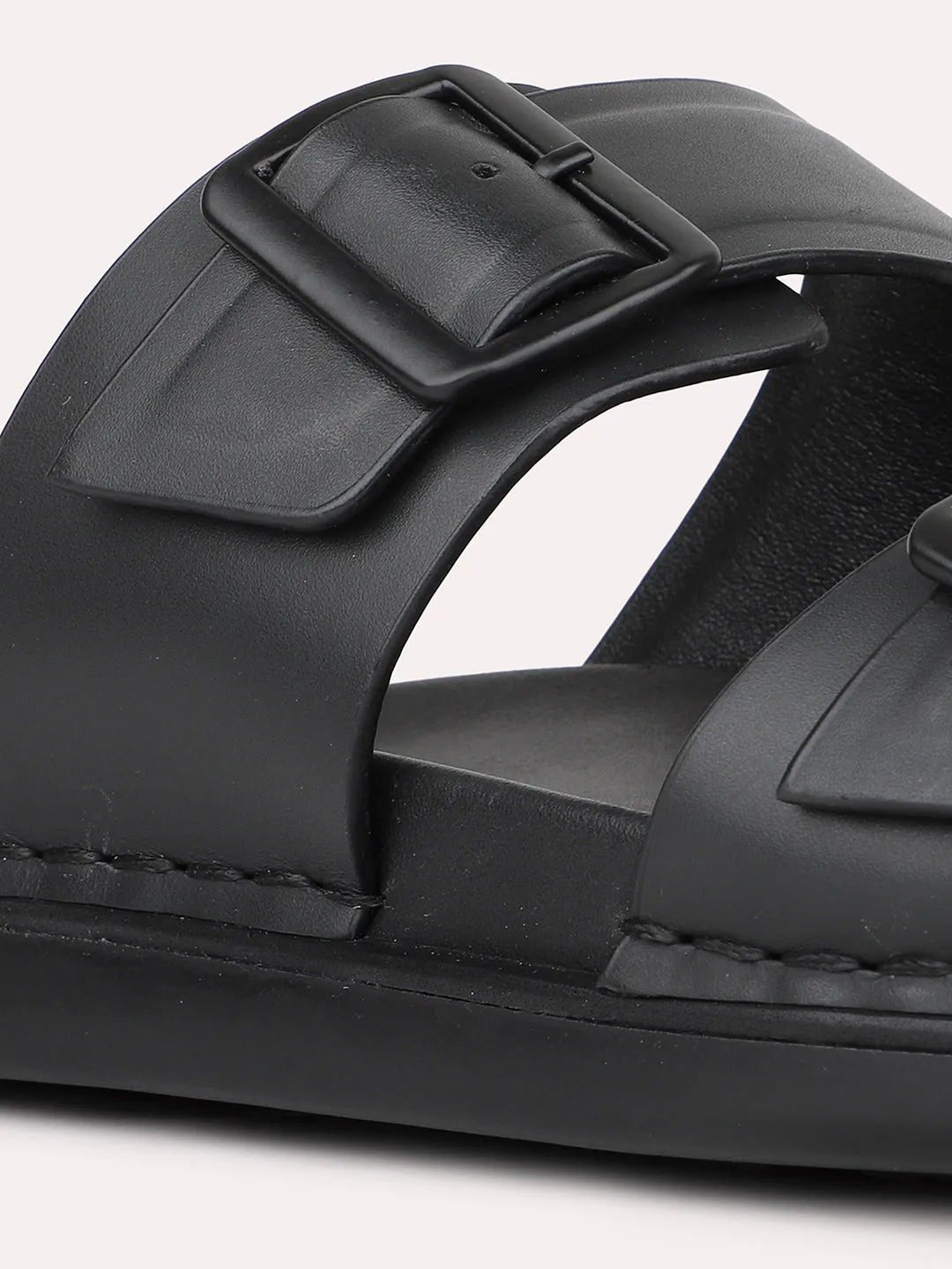 Mens Black Solid Round Toe Casual Sandals Sandals Similar