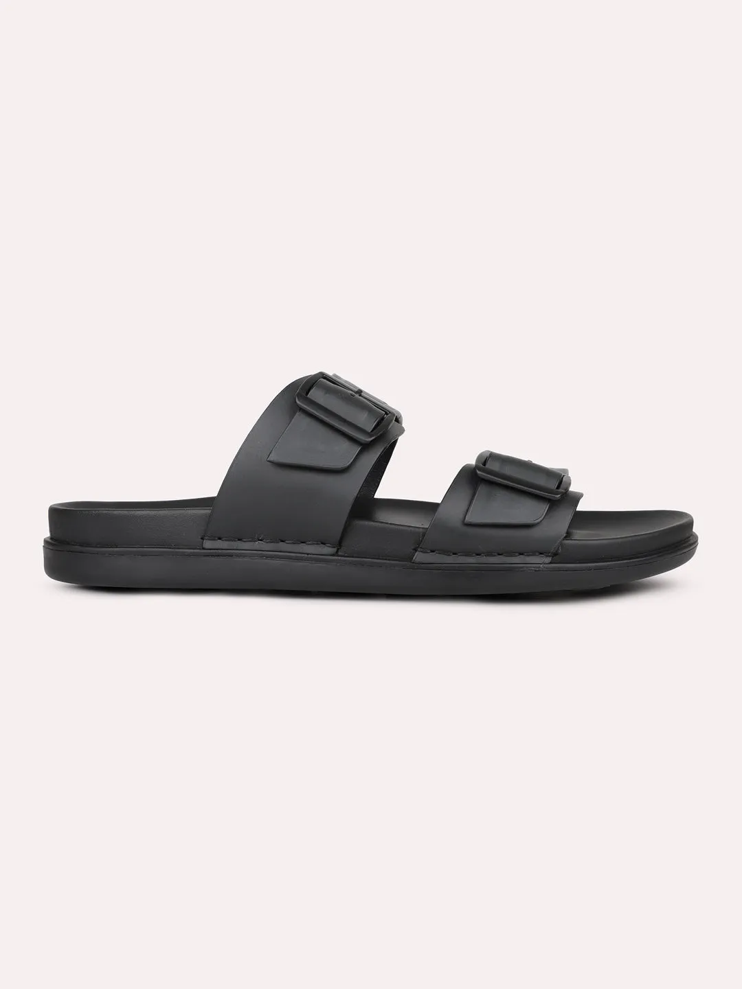 Sandals Hotels Mens Black Solid Round Toe Casual Sandals