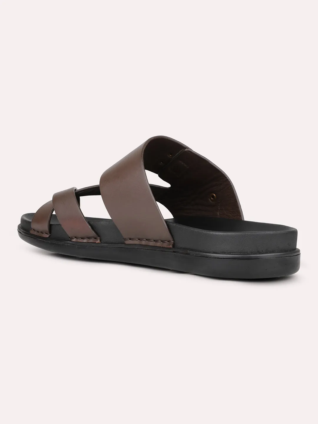 Mens Brown Solid Round Toe Casual Sandals Kurt Geiger London Sandals