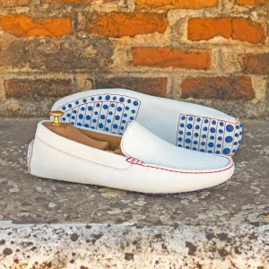 Cherry Flat Shoes Men's Driver (Driving) Leather Shoes Plus Size White 4688