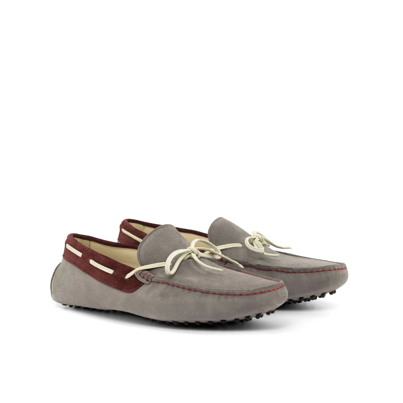 Designer Shoes Flats Men's Driver (Driving) Leather Shoes Plus Size White Grey 4725