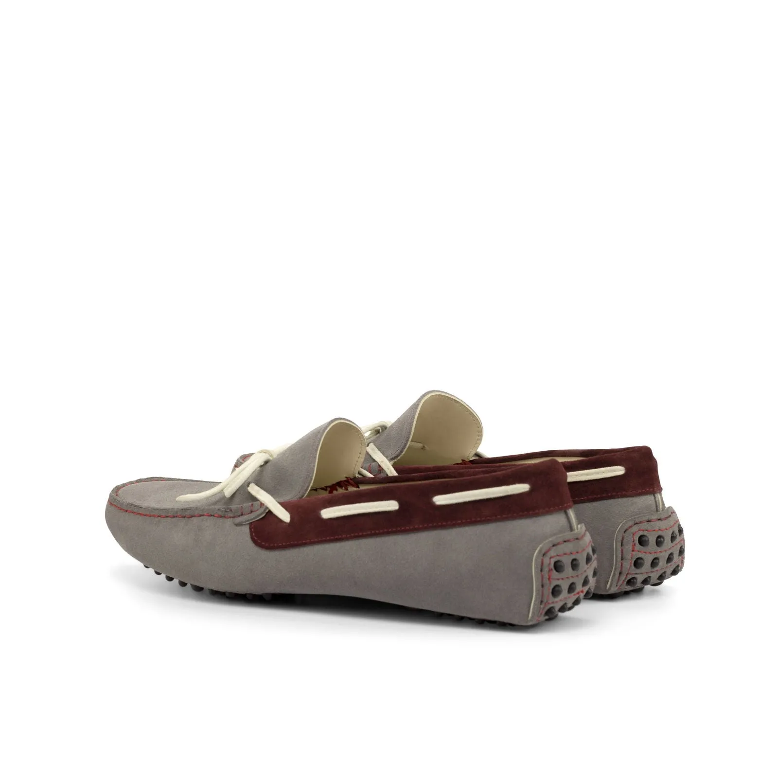 34th Shoes Flats Men's Driver (Driving) Leather Shoes Plus Size White Grey 4725