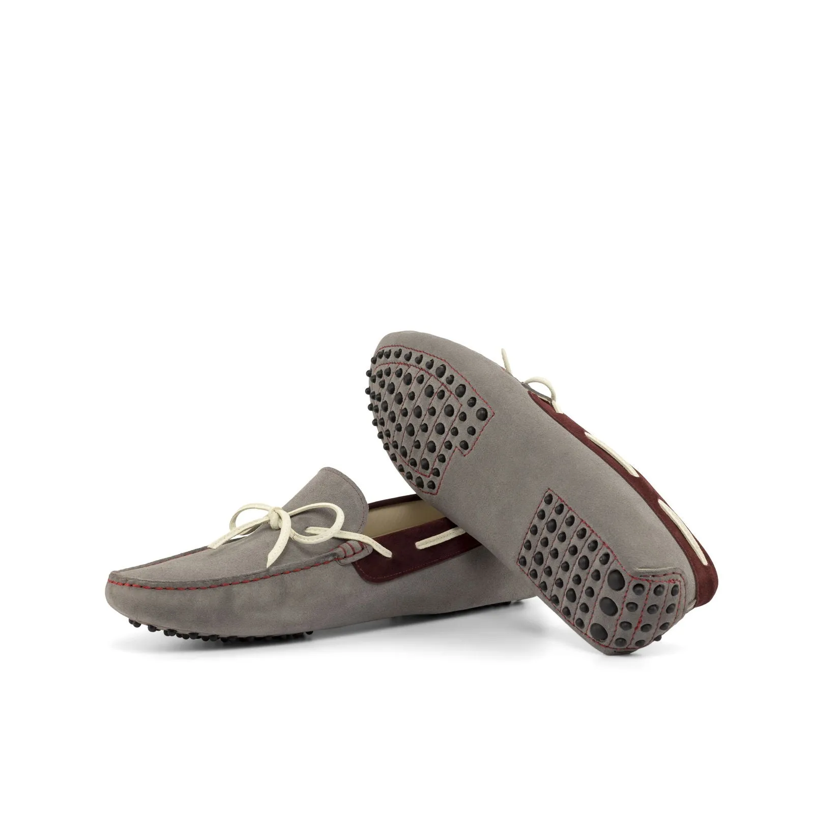 Best Cycling Flat Shoes Men's Driver (Driving) Leather Shoes Plus Size White Grey 4725