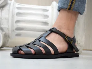 Jelly Sandals From The 90's Men's Fisherman leather sandals handmade and with closed toe