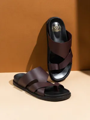 Mens Maroon Solid Round Toe Casual Sandals Vegan Sandals